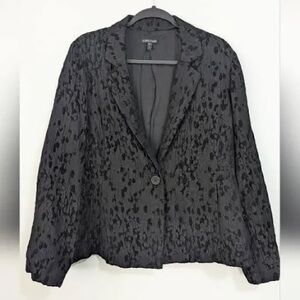 Eileen Fisher Textured Chenille Silk Blend Jacket | XL | Black
